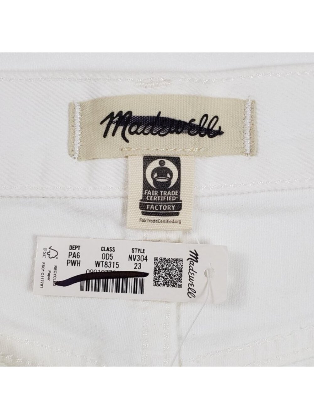 Madewell The Brynn Long Short Women’s 23 Pure White Rigid Denim Raw Hem NWT - Picture 4 of 16